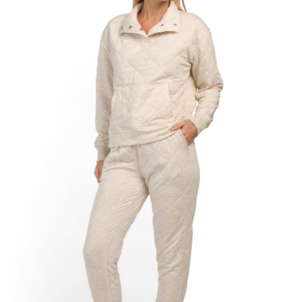 NWT 90 DEGREE BY REFLEX Big Diamond Quilted Adaptation Joggers Set
